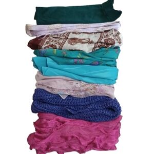 Collection Mix Of 8 Pieces Elegant Colorful Women's Scarves, Wraps, Accessories